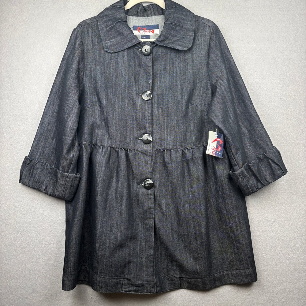 Mwah Denim Jacket Womens 1X Oversized Babydoll Button Front - Picture 2 of 10